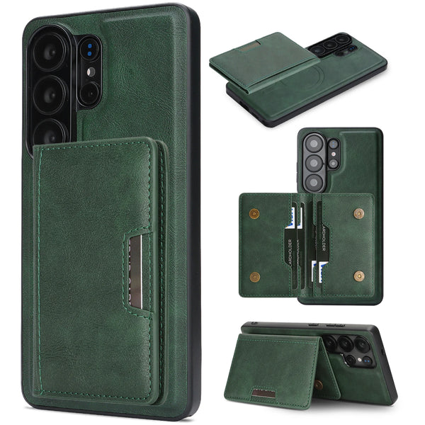 2 in 1 Leather Case for Samsung Galaxy S26 Ultra S25 Edge S24 Plus S23 5G S25U Kickstand Thin Cards Slots MagneticPhone Cover