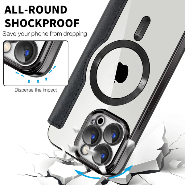 Flip Leather Cover Card Slots Magsafe Phone Case for IPhone 16 14 12 13 15 Pro Max Plus Magnetic Wireless Charging Wallet Case