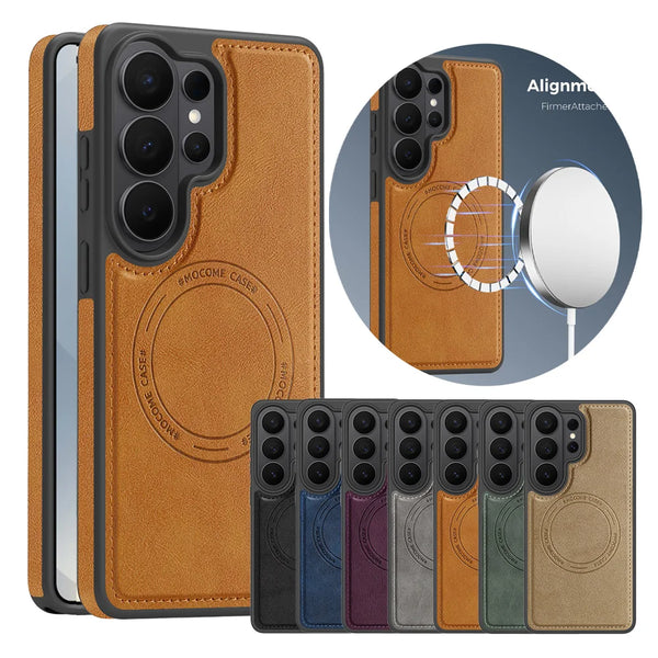 Wireless Charging Leather Case for Samsung Galaxy S26 Ultra S25 Edge Fe S24 Plus S23Ultra S25U S26U S22U Magnetic Phone Cover