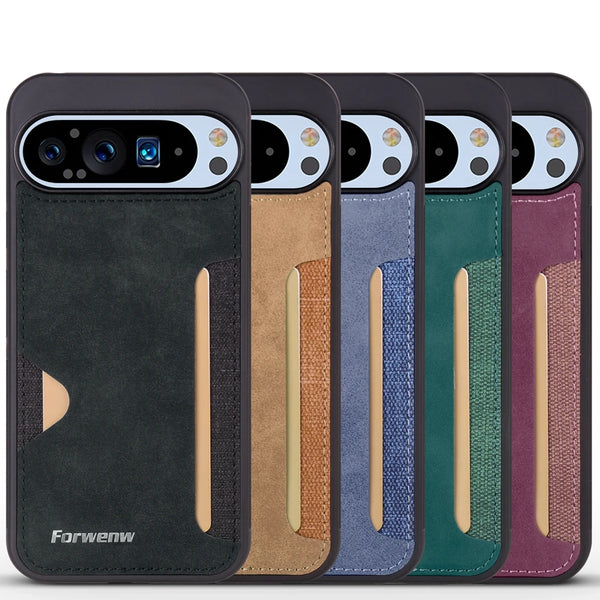Cards Slot Leather Case For Google Pixel 9 9A 9Pro 9ProXL 10 10Pro 10ProXL Pro XL Shockproof Card Holder Phone Back Cover
