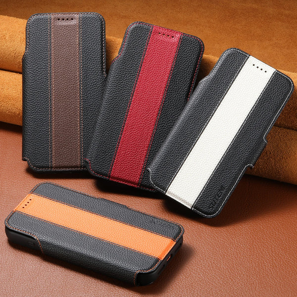 SUTENI Faux Leather Wireless Charging Card Holder Stand Wallet Magnetic Flip Cover Phone Case For iPhone 17 Pro Max 16 15 14 13