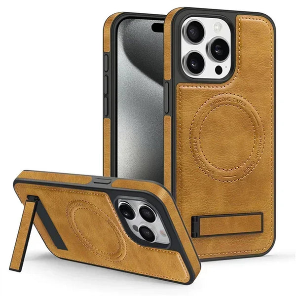 Leather Case for IPhone 16 Promax 15 Pro Max 14 Plus 13 12 iphone16 Magnetic Magsafe Wireless Charging Shockproof phone Cover