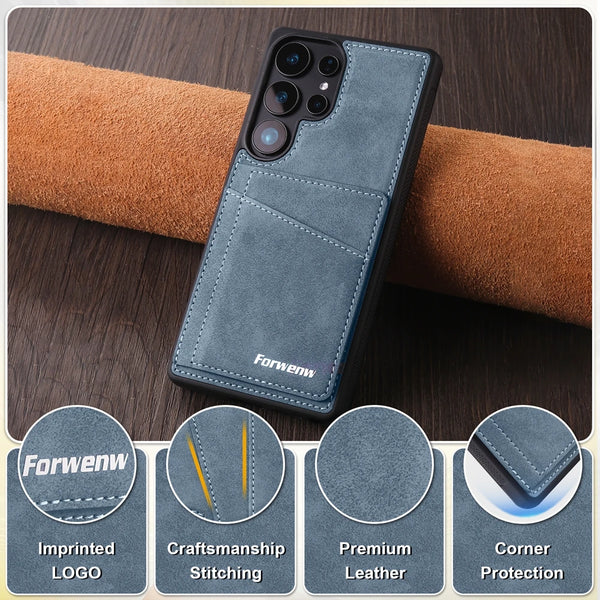 Leather Case For Samsung Galaxy S25 Ultra Edge S24 Plus S23 Fe S22 S21 S20Fe S25U S24U S23U Card SlotS Cards Holder Phone Cover