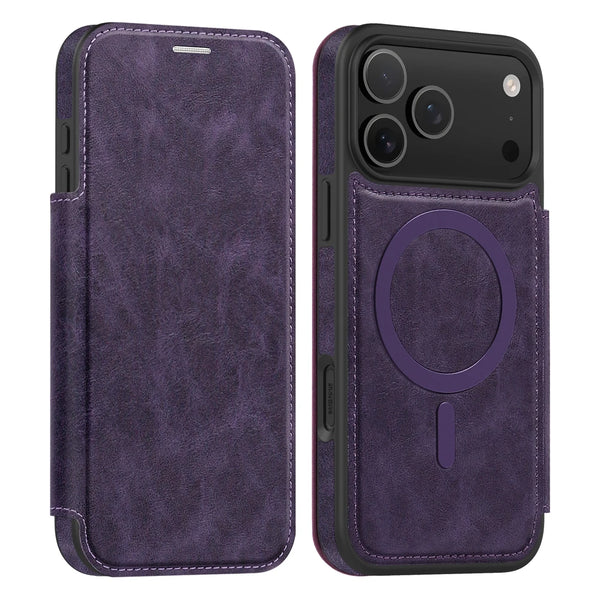 Leather Magsafe Flip Case for iPhone 17 Air 16 Promax 15 Plus 14 Pro max 13 PM 12 16e iphone16 Card Slots Magnetic Phone Cover