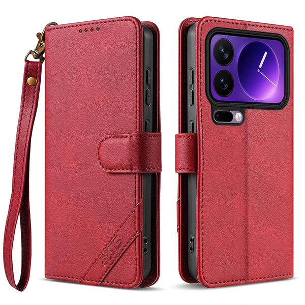Flip PU Leather Case for Xiaomi 17 15 15T Pro max Promax Ultra Card Slots Holder Kickstand Phone Cover With Hand Strap