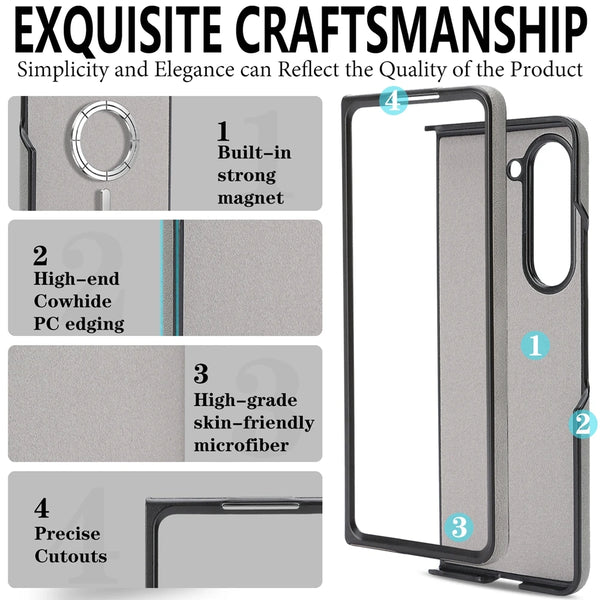 2 In 1 Magnetic Case For Samsung Galaxy Z Fold 7 6 5 4 3 Fold7 Fold6 Cards Slots Holder Kickstand Wireless Charging Phone Cover