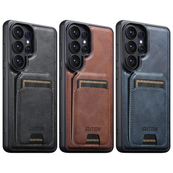 Wireless Charging Magnet Faux Leather Phone Case Card Holder Stand Smooth Surface Wallet 2-in-1 For Samsung Galaxy S26 Ultra S25