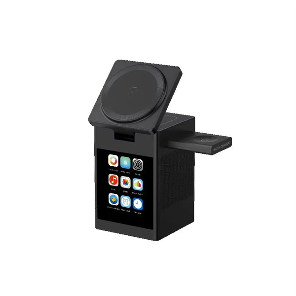 LED Screen Magnetic Wireless Charger Stand Bluetooth Speaker Alarm Clock For iPhone 17 16 15 14 Pro Max Apple Watch Airpods Pro