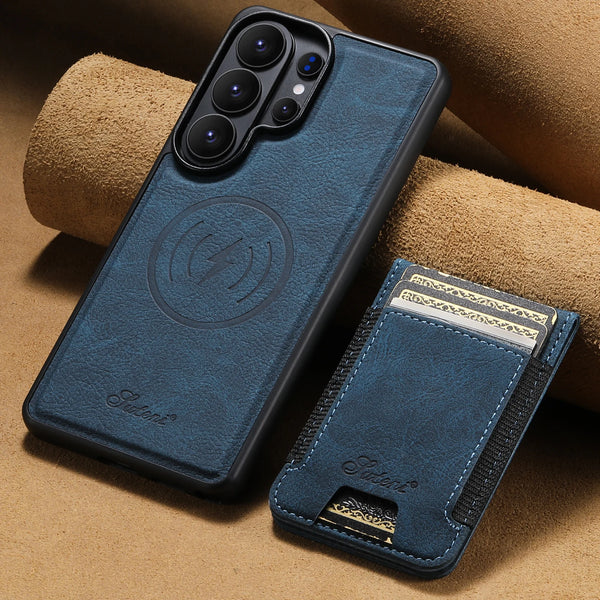 SUTENI Magnet Wireless Charging Card Holder Stand Luxury Faux Leather Phone Case For Samsung Galaxy S26 Ultra S25 Plus S24 S23+