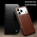 Genuine Leather Flip Case for iPhone 17 Bracket Handmade Business Cover with Card Slots for iPhone 17 Pro Max/17 Air