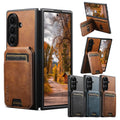 Leather Case for Samsung Galaxy Z Fold 7 6 5 Fold7 Fold6 Fold5 Kickstand Card Slots Bag Cards Holder Anti-Fall Phone Cover