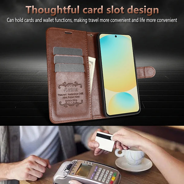 Flip Leather Case For Samsung Galaxy S25 Ultra Edge S4 Plus S23 Fe S22 S25U S24U S23U Wallet Case Cash Cards Slots Phone Cover