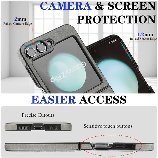 2 in 1 Leather Magnetic Case for Samsung Galaxy Z Flip 7 6 5 4 3 Kickstand 7 Cards Slots Holder Wireless Charging Phone Cover