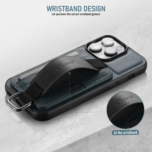 SUTENI Wrist strap Leather Wallet Phone Case For iPhone 16 Pro Max 15 Plus 14 13 Mini 12 Pro 11 X XS XR Card Slot Holder Cover
