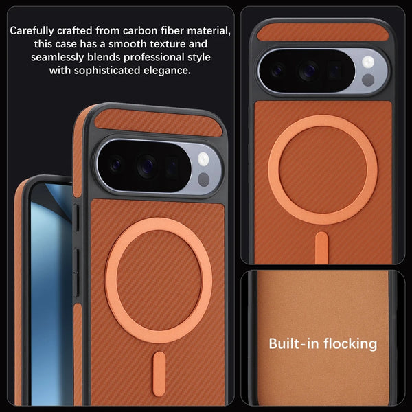 Carbon Fiber Pattern Case For Google Pixel 9 9pro 9A 10 10pro Pro XL ProXL Wrieless Charging Phone Back Cover