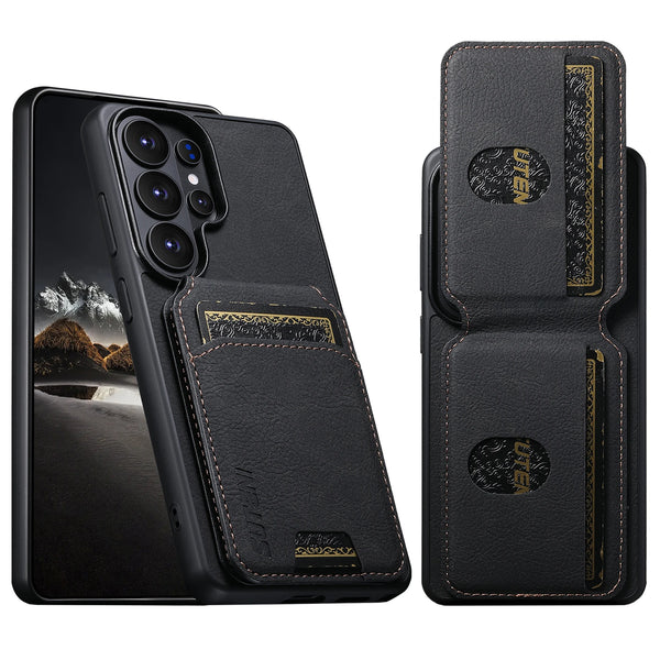 SUTENI Luxury Faux Leather Stand Card Holder Phone Case Feel For Samsung Galaxy S26 Ultra S25 Plus S24 S23