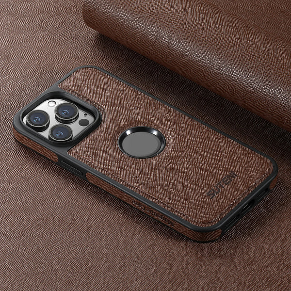 SUTENI Luxury Faux Leather Magnet Wireless Charging Phone Case For iPhone 16 Pro Max 15 Plus 14 13 12