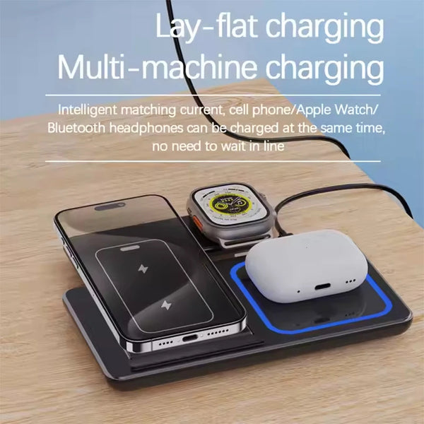2025 Multifunction 3 in 1 Folding Wireless Chargers Station for iPhone 12/13/14/15/16/17 Pro Max Samsung Xiaomi Fast Charging