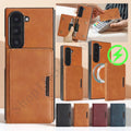 2 in 1 Leather Case for Samsung Galaxy Z Fold 7 6 5 4 3 Fold7 Fold6 Fold5 Fold4 Fold3 Card Slots Wireless Charger Phone Cover