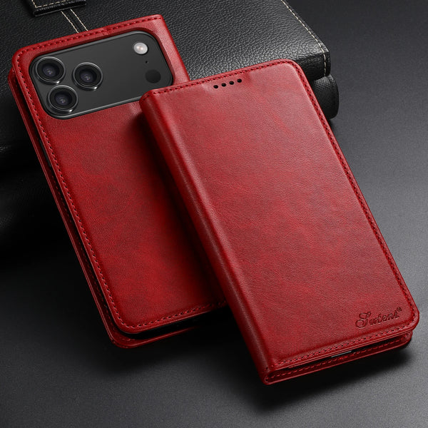 SUTENI For iPhone 17 Pro Max 16 Plus 15 Pro 14 13 12 Phone Case Faux Leather Card Holder Stand Wallet Magnet Flip Cover