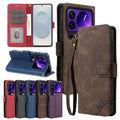 Flip PU Leather Case for Xiaomi 17 15 15T Pro max Promax Ultra Card Slots Holder Kickstand Phone Cover With Hand Strap