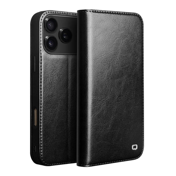 Genuine Leather Flip Case for iPhone 17 Bracket Handmade Business Cover with Card Slots for iPhone 17 Pro Max/17 Air