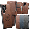 2 In 1 Flip Wallet Leather Case For Samsung Galaxy S25 S24 S23 S22 Ultra S25U Magnetic Card Holder Wrieless Charging Phone Cover