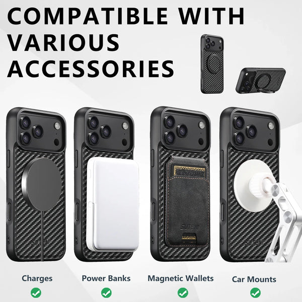 SUTENI brand Magnet Wireless Charging Mobile Phone Case 360° Rotating Stand Faux Leather Ring Buckle For iPhone 17 Pro Max 16 Plus 15 14 13