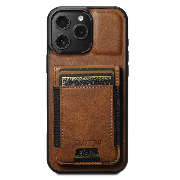 SUTENI Card Holder Phone Case Luxury Faux Leather Stand For iPhone 17 Pro Max 16 Plus 15 14 13 12