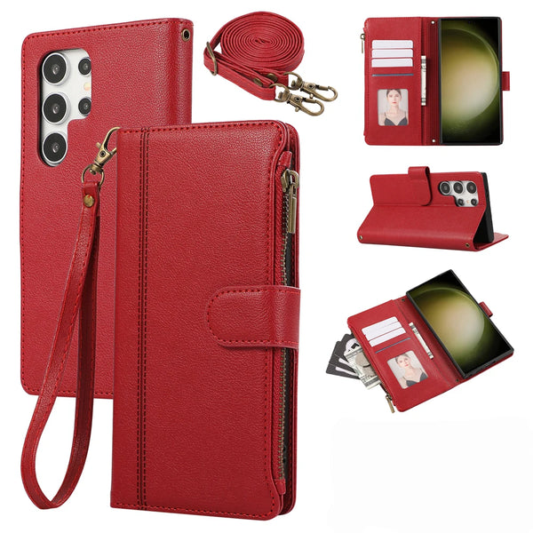 Crossbody Leather Case for Samsung Galaxy A05 A06 A07 A15 A16 A17 A25 A35 A36 A53 A54 A55 A56 A72 A73 4G 5G Wallet Phone Cover