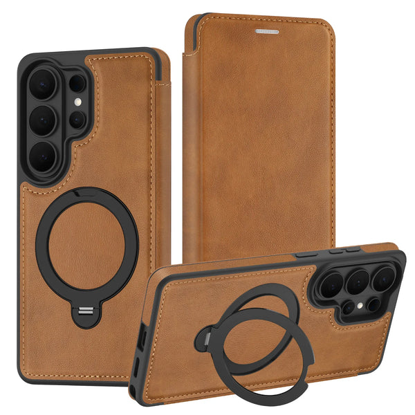 Flip Case for Samsung Galaxy S26 S25 Ultra S24 Plus S23 FE S22 S25U Magnetic Wireless Charging KickStand Card Slots Phone Cover