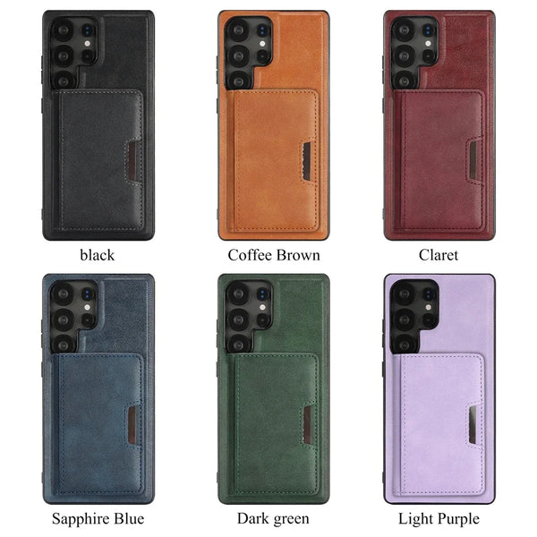 2 In 1 Magnetic Phone Cover for Samsung S25 S24 Ultra Edge Plug S23 + S25Ultra S25U S23U 5G Kickstand Cards Bag Slots Phone Case