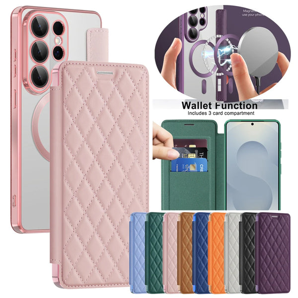 Leather Flip Case for Samsung Galaxy S26 Ultra S25 Edge S24 Plus Fe S22 S23 S26U S25U Card Holder Slots Magnetic Phone Cover
