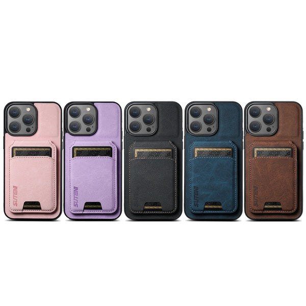 SUTENI Card Holder Card Cover Mobile Phone Case Luxury PU Leather Phone Holder For iPhone 16ProMax 15Plus 14 13 12 11 XR X