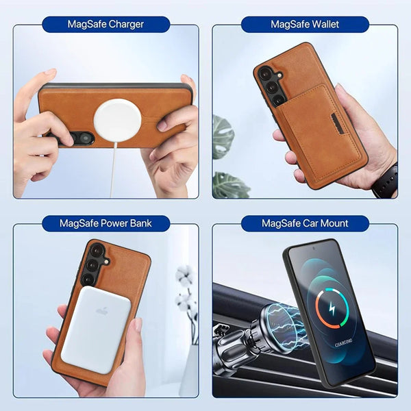 2 in 1 Magnetic Leather Case for Samsung Galaxy A16 A15 A14 A56 A55 A54 A53 A52 A36 A35 A34 4G 5G Cards Slots Bag Phone Cover