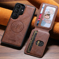 Magnet Wireless Charging Luxury Faux Leather Phone Case Card Holder Stand For Samsung Galaxy S26 Ultra S25 S24 S23 S22