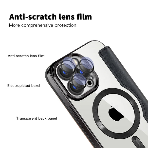 Flip Leather Cover Card Slots Magsafe Phone Case for IPhone 16 14 12 13 15 Pro Max Plus Magnetic Wireless Charging Wallet Case