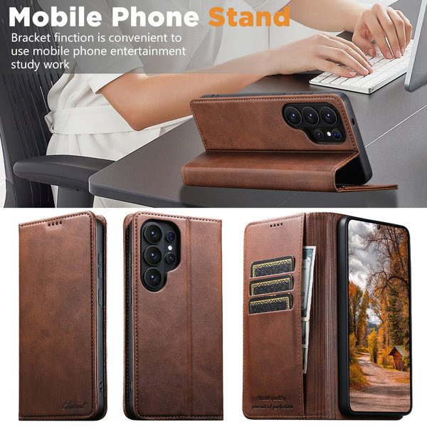 SUTENI Faux Leather Card Holder Stand Wallet Magnet Flip Cover Phone Case For Samsung Galaxy S26 Ultra S25 Plus S24 S23+