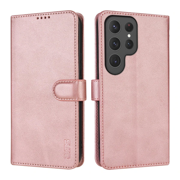 Flip Wallet Case For Samsung Galaxy S25 Ultra S24 Fe S23 Plus S22 S25U Leather Cash Cards Slots Magnetic Closure Phone Cover