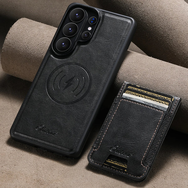 SUTENI Faux Leather Phone Case Wireless Charging Magnet Card Holder Stand For Samsung Galaxy S26 Ultra S25 Plus S24 S23+
