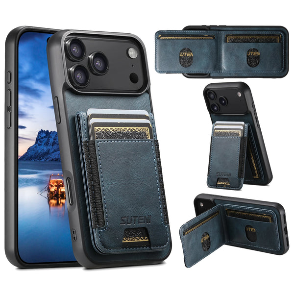 SUTENI Leather Luxury Wallet Kickstand Card Holder Protective Cover For iPhone 17 16 15 14 13 12 11 Pro Plus X Xs XR Max Case