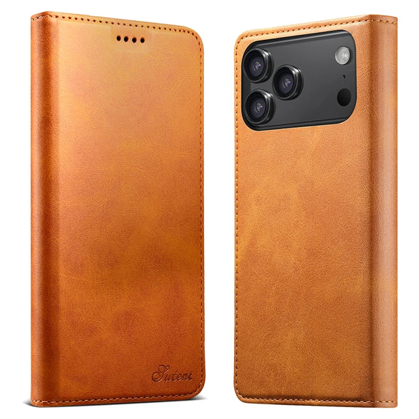Flip Leather Wallet Case For iPhone 17 Promax Air 16 16e Pro max 15 Plus 14 13 12 Shockproof Card Slots Kickstand Phone Cover