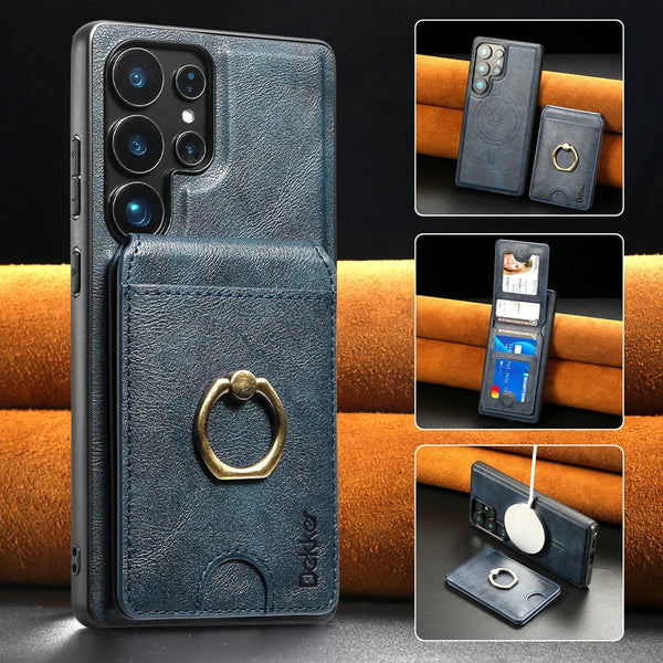 2 in 1 Case For Samsung Galaxy S25 Ultra S24 Plus S23 A14 A15 A16 A34 A35 A36 A52 A53 A54 A55 4G 5G Card Slots Ring Phone Cover