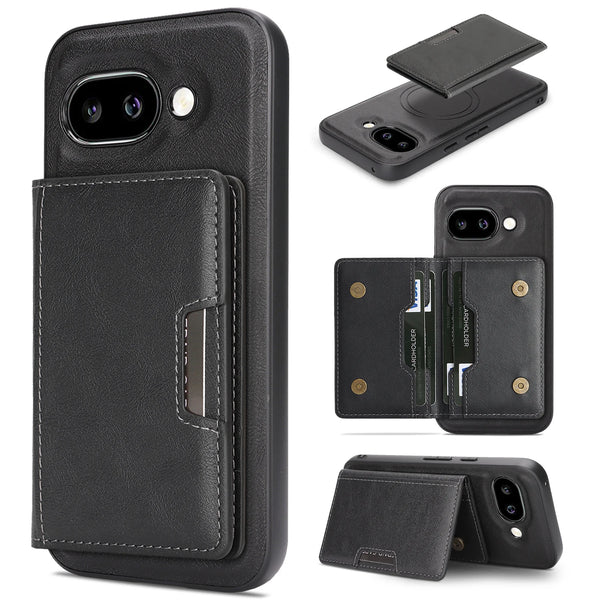2 in 1 Magnetic Leather Case For Google Pixel 8 8A 8Pro 9 9Pro XL 10Pro 9A Pixel10 Wireless Charging Card Slots Phone Cover