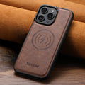 SUTENI Frosted Feel Faux Leather Magnet Wireless Charging Phone Case For iPhone 17 Pro Max 16 Plus 15 14 Pro 13 12