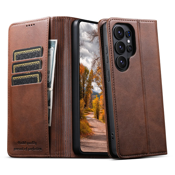 SUTENI Faux Leather Card Holder Stand Wallet Magnet Flip Cover Phone Case For Samsung Galaxy S26 Ultra S25 Plus S24 S23+