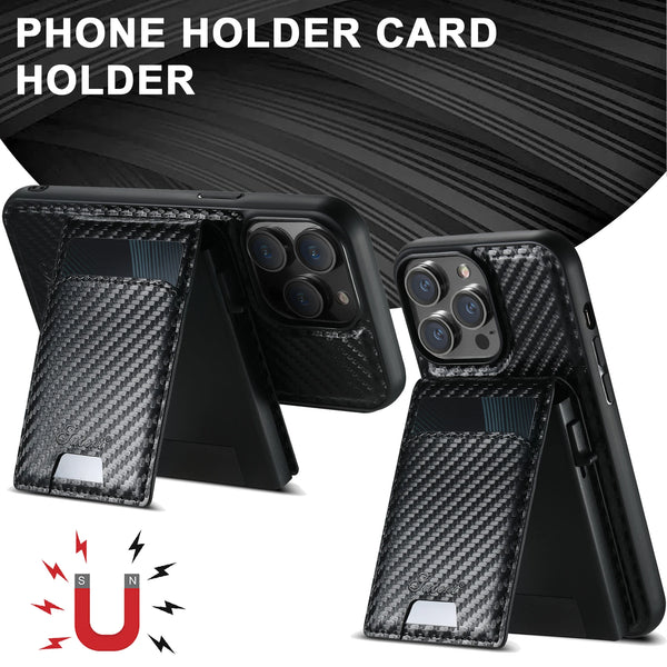 Carbon Fiber Leather 2-in-1 Magnetic Phone Case Card Holder Wallet MagSafe Wireless charging for iPhone 16 Pro Max 15 Plus 13 14