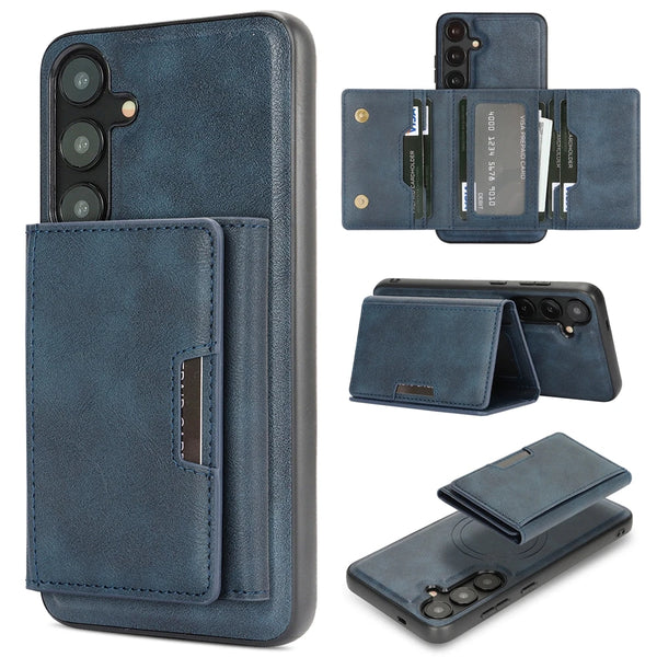 2 in 1 Magnetic Case For Samsung Galaxy A14 A15 A16 A34 A35 A36 A52 A53 A54 A55 A56 5G 4G 7 Card Slots Holder Phone Case