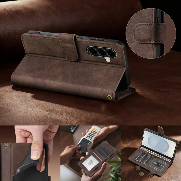 Flip Leather Case for Samsung A05s A15 A35 A55 A06 A16 A26 A36 A56 A07 A17 A37 A57 4G 5G Card Slots Phone Cover With Hand Strap