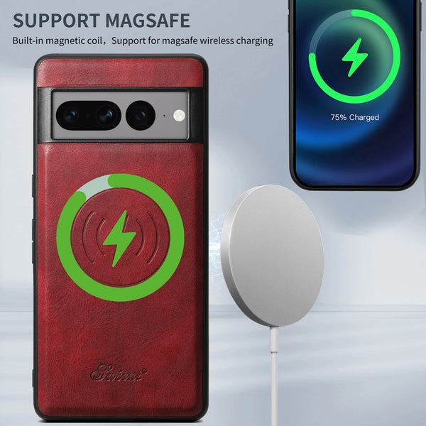 SUTENI Luxury Faux Leather Delicate Hand Feel Phone Case Magnet Wireless Charging For Google Pixel 9XL 8Pro 7A 6